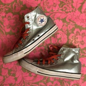Metallic blue shiny Converse High tops